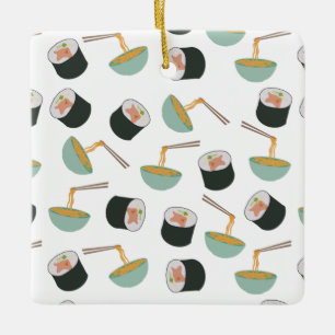Sushi och Noodles Mönster Julgransprydnad Keramik