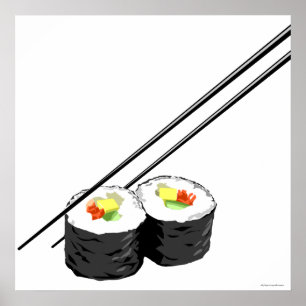 Sushi och pinnar poster