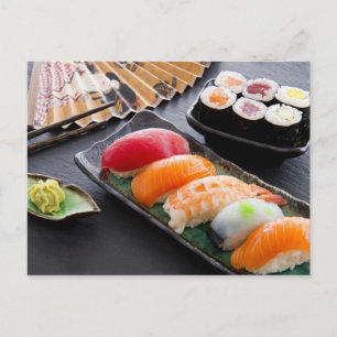 Sushi och rullar vykort