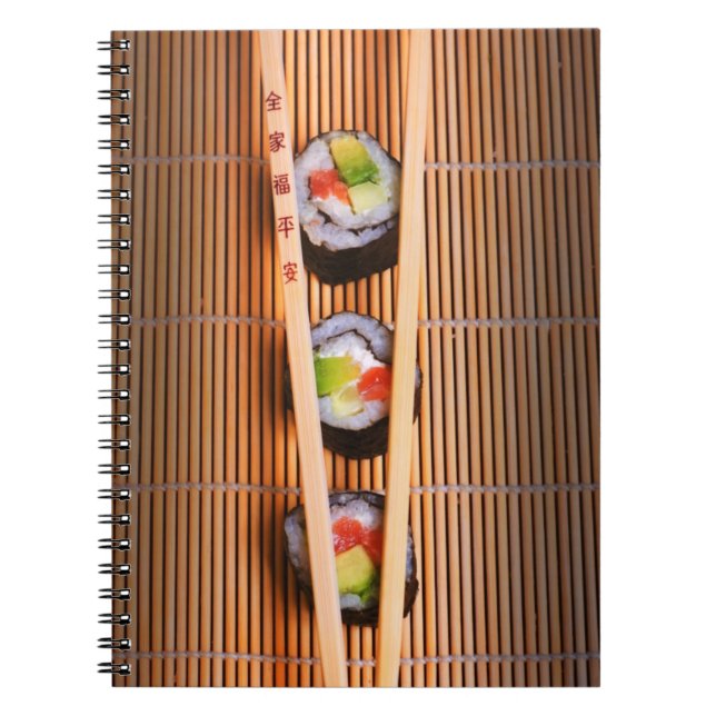 Sushi och träpinnar anteckningsbok (Framsidan)