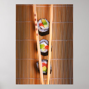 Sushi och träpinnar poster