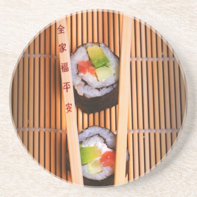 Sushi och träpinnar underlägg sandsten (Framsidan)