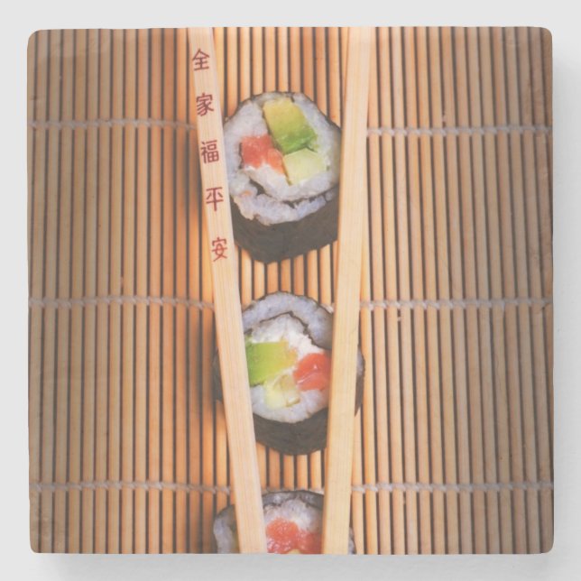 Sushi och träpinnar underlägg sten (Framsidan)