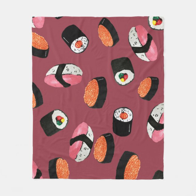Sushi Onigiri Rolls: Sömlös illustration Fleecefilt (Framsidan)