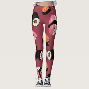 Sushi Onigiri Rolls: Sömlös illustration Leggings