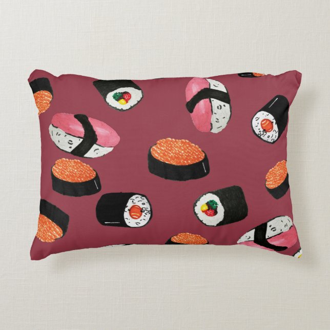 Sushi Onigiri Rolls: Sömlös illustration Prydnadskudde (Framsidan)