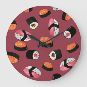 Sushi Onigiri Rolls: Sömlös illustration Stor Klocka