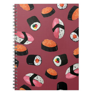 Sushi Onigiri Rullar: Sömlös Illustration Anteckningsbok