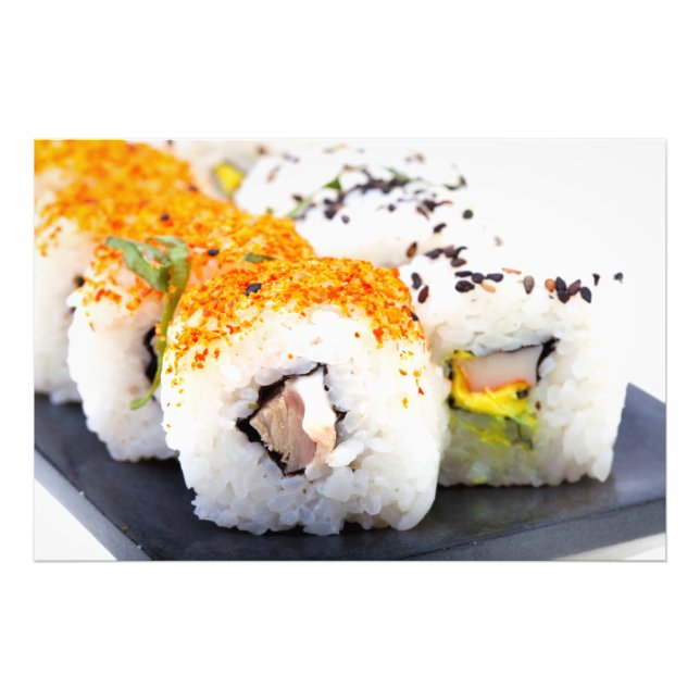 Sushi på en platta fototryck (Framsidan)