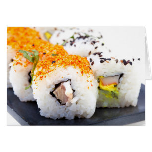 Sushi på en platta hälsningskort