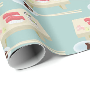Sushi på en tavla Mönster Light Blue Presentpapper