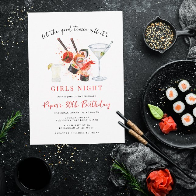 Sushi Party | Bra Times Roll Girls Night Party Inbjudningar (Skapare uppladdad)