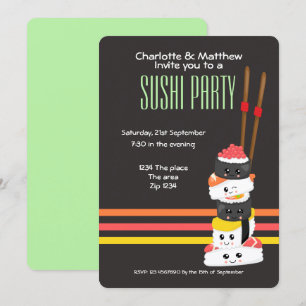 Sushi Party Cute Kawaii Personalize japanska Inbjudningar