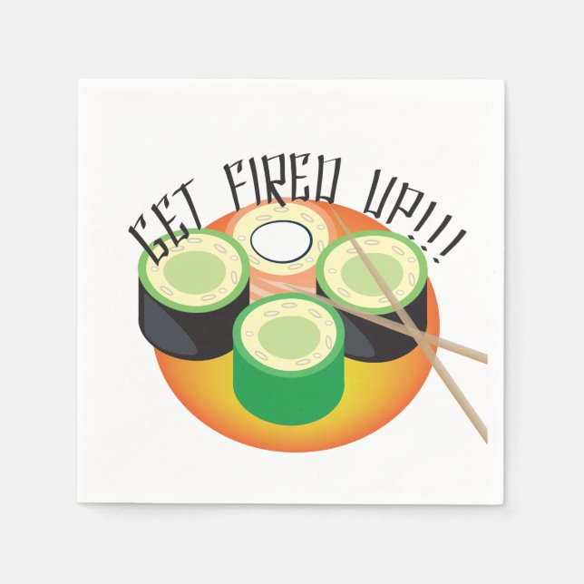 Sushi Party Hibachi Gurka Pinsett Mönster Pappersservett (Framsidan)