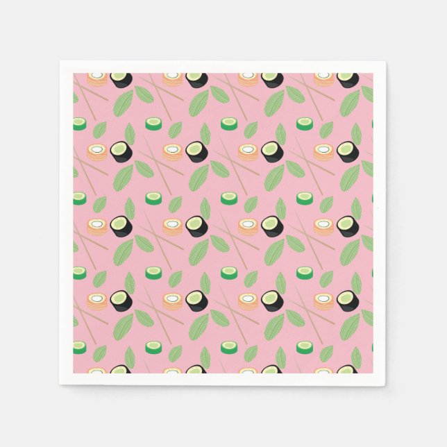 Sushi Party Hibachi Sushi Rolls and Chopsticks Pappersservett (Framsidan)