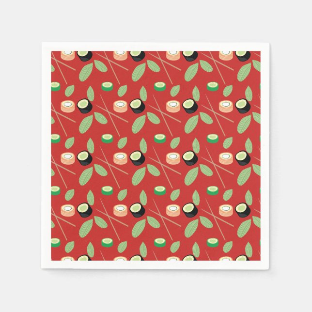 Sushi Party Hibachi Sushi Rolls and Chopsticks Pappersservett (Framsidan)