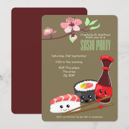 Sushi Party Kawaii Personalize japanska Thmet Inbjudningar