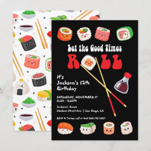 Sushi Party Låt bran rulla födelsedag Inbjudningar