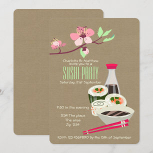 Sushi Party lätt att anpassa japanska Themsen Inbjudningar