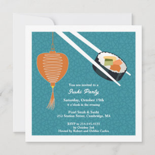 Sushi Party - platt inbjudan