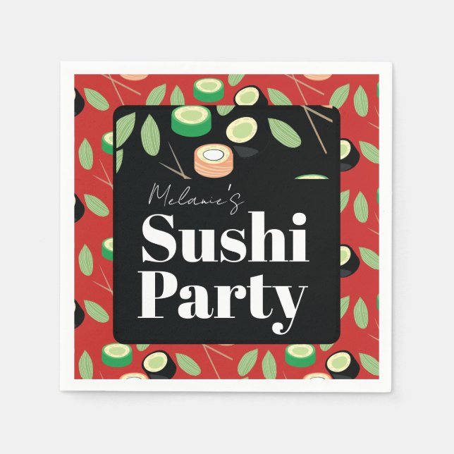 Sushi Party Rullar Födelsedagsnamn Pappersservett (Framsidan)
