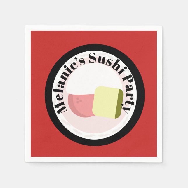 Sushi Party-rullar Födelsedagsnamn Pappersservett (Framsidan)