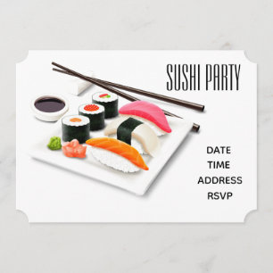 Sushi Party Snyggt Modern japansk party Inbjudningar