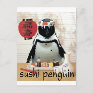 sushi penguin vykort