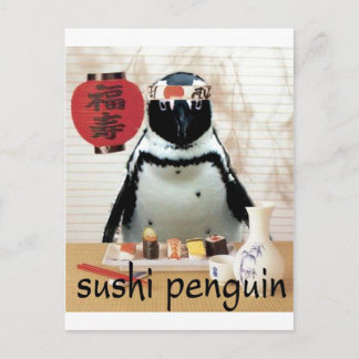 sushi penguin vykort