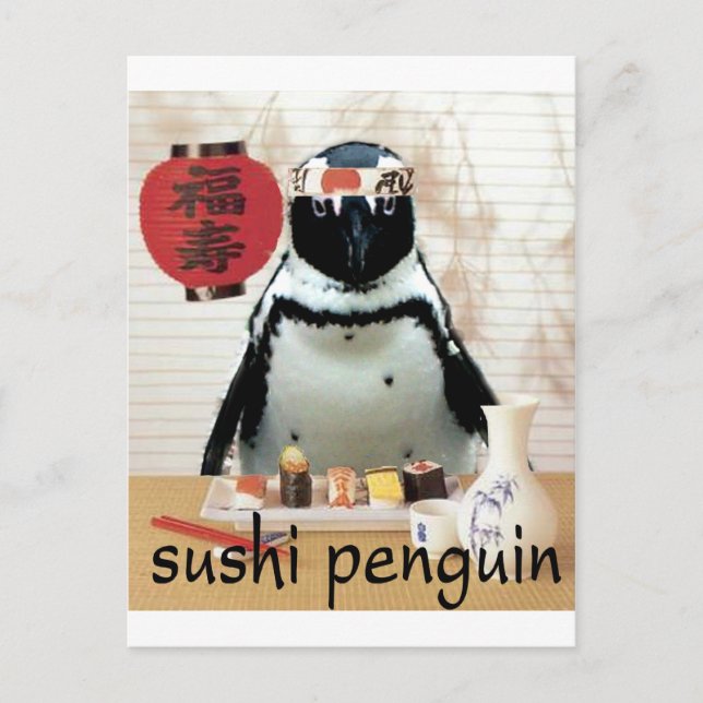 sushi penguin vykort (Framsida)