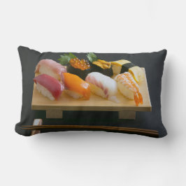 Sushi plate on wood - Japanese food cushion Lumbarkudde