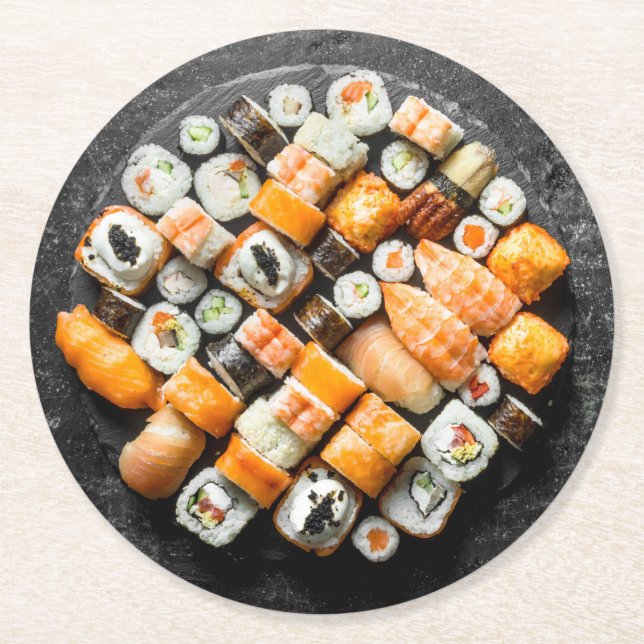 Sushi Platter papprare underlägg Papper Rund (Framsidan)