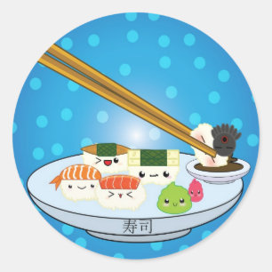 Sushi Platter Sticker Runt Klistermärke