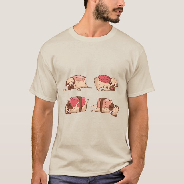 Sushi Pugs T Shirt (Framsida)