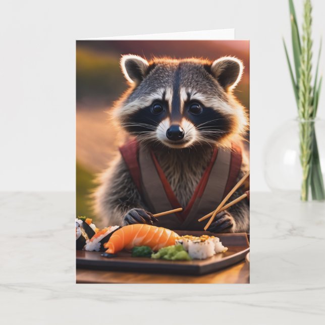 sushi raccoon kort (Framsida)