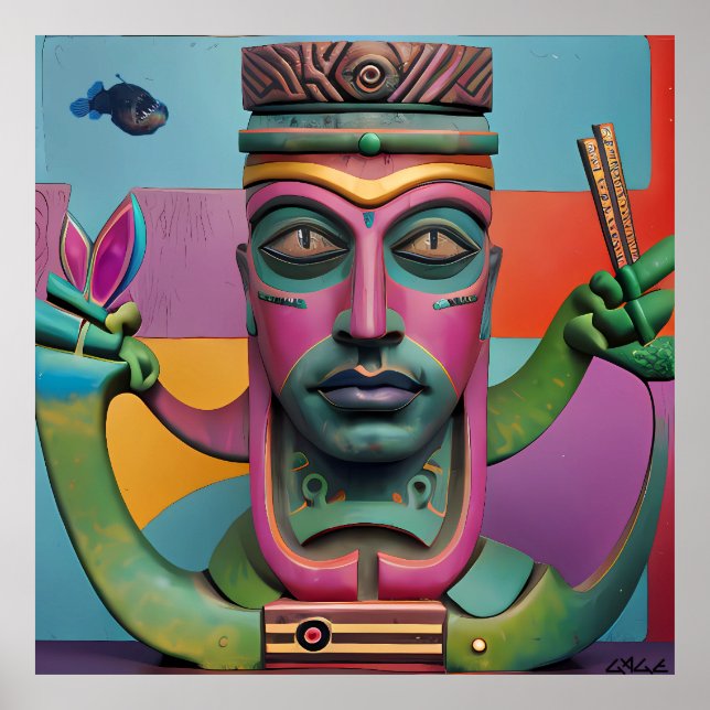 Sushi Radio Tiki Man Poster (Framsidan)