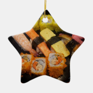 Sushi Raw Food Japansk Meal Delicious Serving Julgransprydnad Keramik