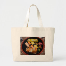 Sushi Raw Food Japansk Meal Delicious Serving Jumbo Tygkasse