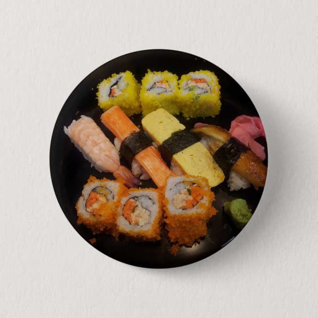 Sushi Raw Food Japansk Meal Delicious Serving Knapp (Framsida)