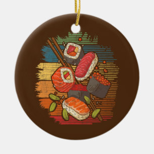 Sushi Retro Art Japans Food Älskare Cuisine Julgransprydnad Keramik