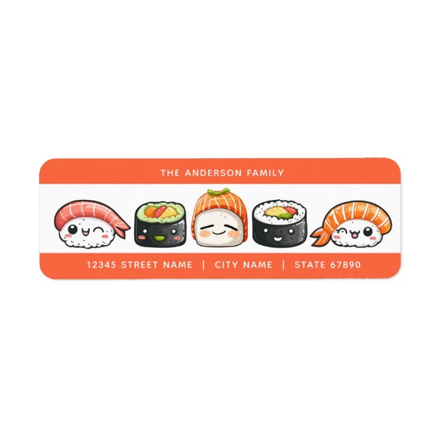 Sushi Returetiketters Returadress Etikett (Framsidan)