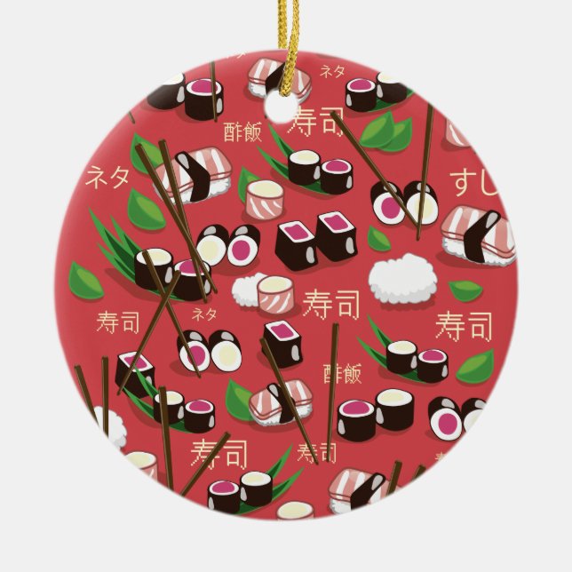 Sushi Röd Julgransprydnad Keramik (Framsidan)