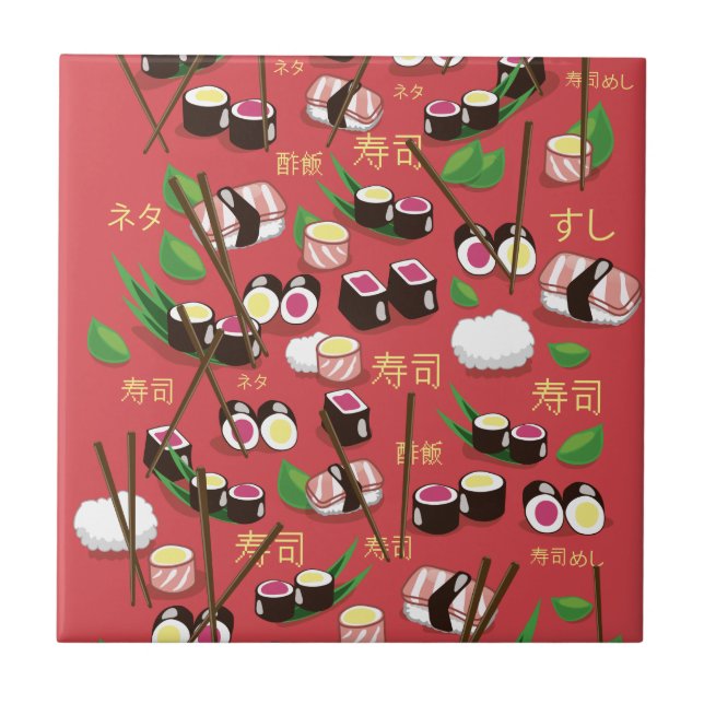 Sushi Röd Kakelplatta (Framsidan)