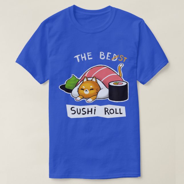 Sushi Roll Bed Cat Funny Cute Kattunge Social Dist T Shirt (Design framsida)