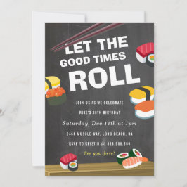 Sushi Roll Birthday-firandeinbjudan Inbjudningar
