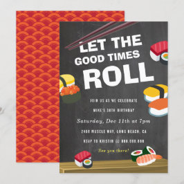 Sushi Roll Birthday-firandeinbjudan Inbjudningar