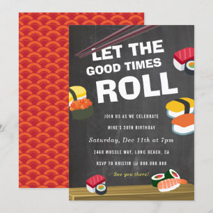 Sushi Roll Birthday-firandeinbjudan Inbjudningar