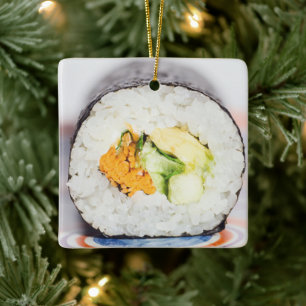 Sushi roll Fish and ris Julgransprydnad Keramik