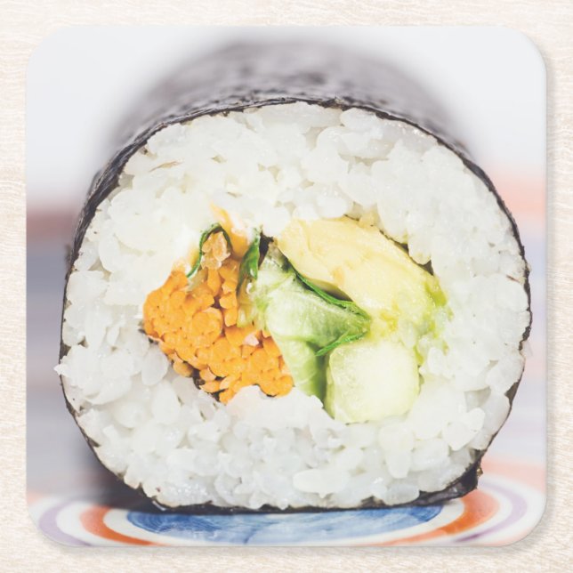 Sushi roll Fish and ris Underlägg Papper Kvadrat (Framsidan)