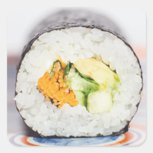 Sushi roll Fish och ris Fyrkantigt Klistermärke